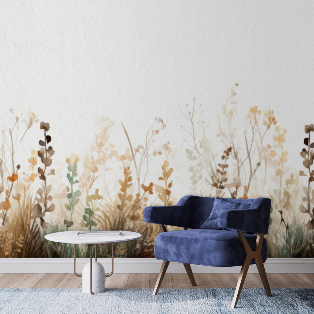 A painting of grass and flowers A painting of grass and flowers