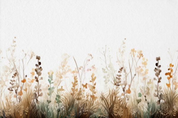 Uma pintura de relva e flores Uma pintura de relva e flores