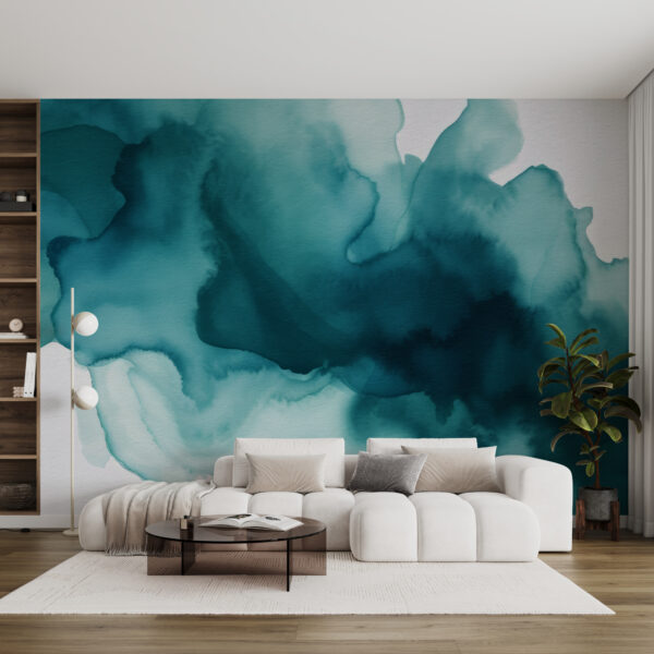 Uma aguarela azul e verde Uma aguarela azul e verde