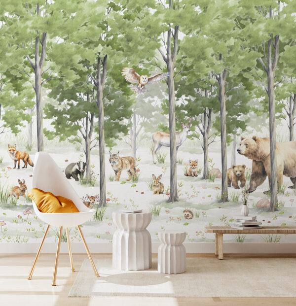 Papel de parede Papel de parede Um grupo de animais numa floresta (REF: u97741)