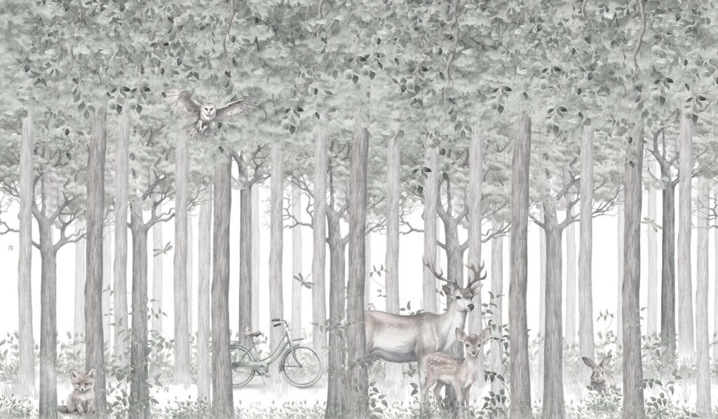 A group of animals in a forest