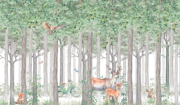 Um grupo de animais numa floresta Um grupo de animais numa floresta