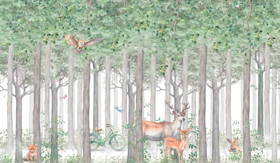 Um grupo de animais numa floresta