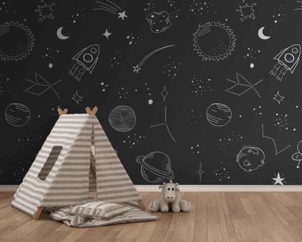 Um fundo espacial a preto e branco Um fundo espacial a preto e branco