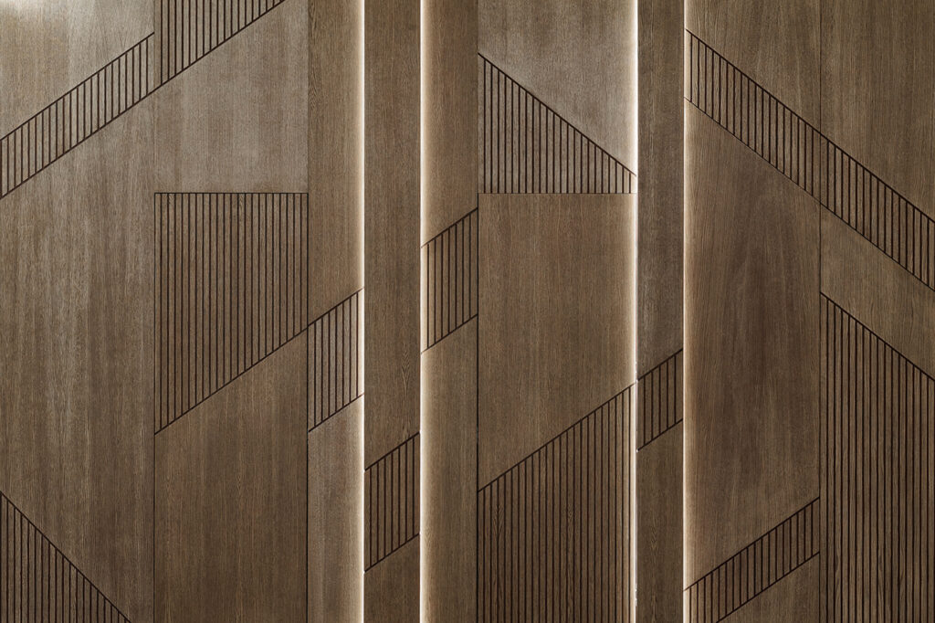Elegant geometric design on wood panels Elegant geometric design on wood panels