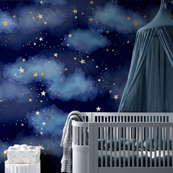Papel de parede Papel de parede Um céu azul com nuvens e estrelas (REF: u97502)