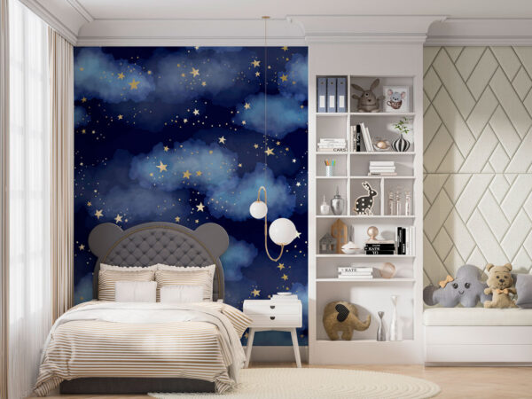 Um céu azul com nuvens e estrelas Um céu azul com nuvens e estrelas