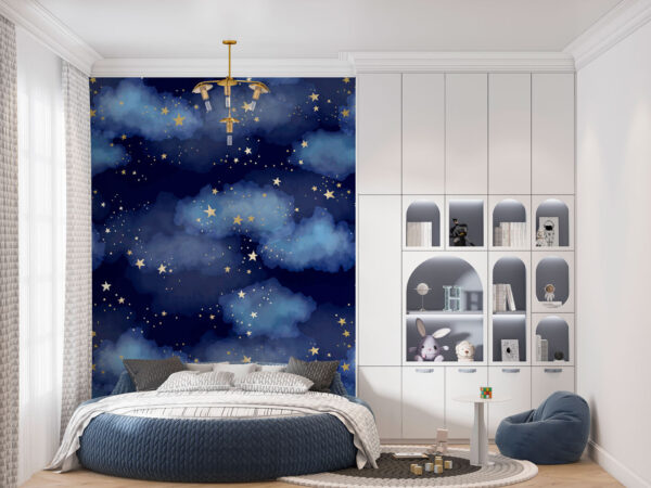 Um céu azul com nuvens e estrelas Um céu azul com nuvens e estrelas