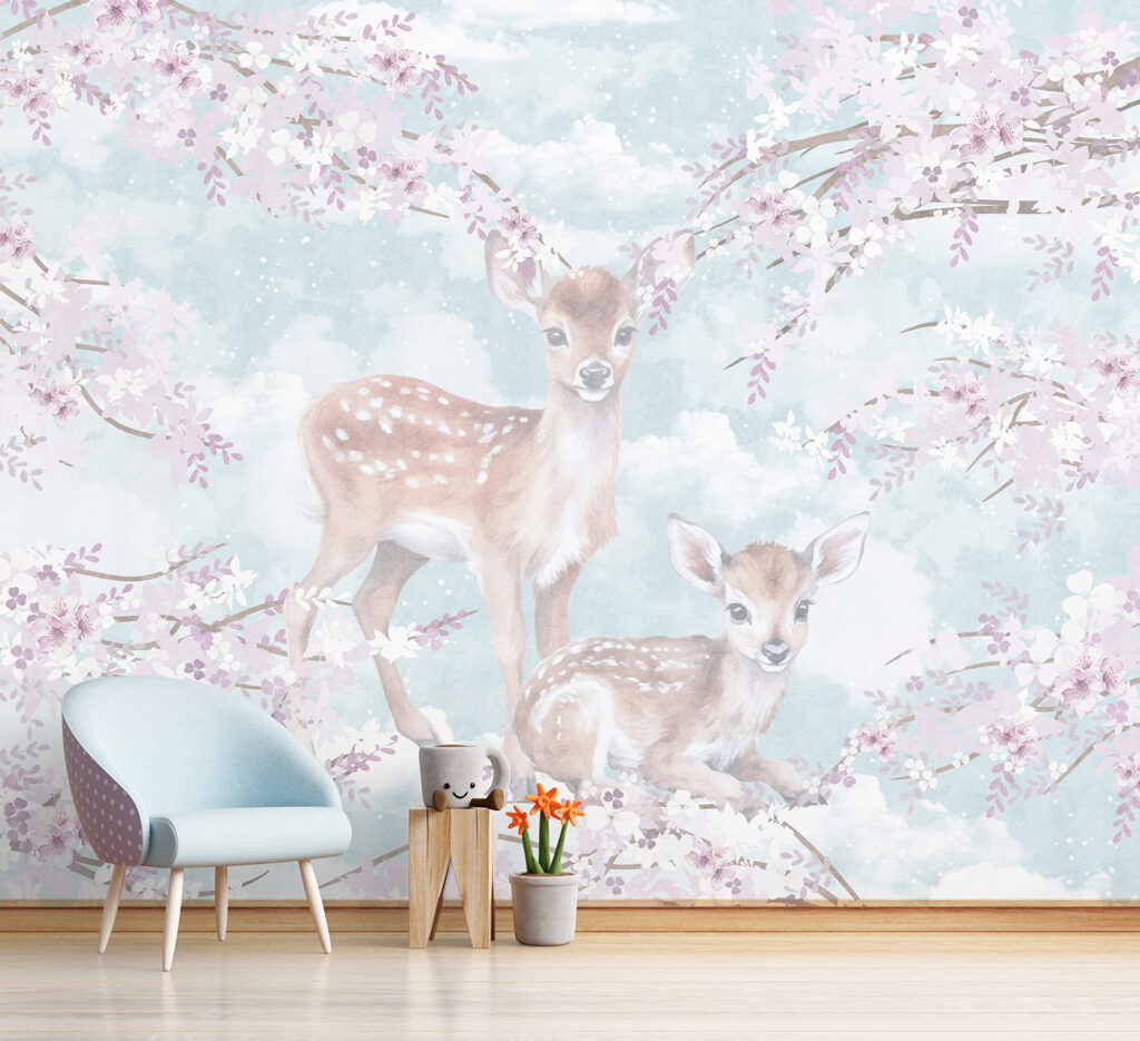 A couple of fawns in a tree