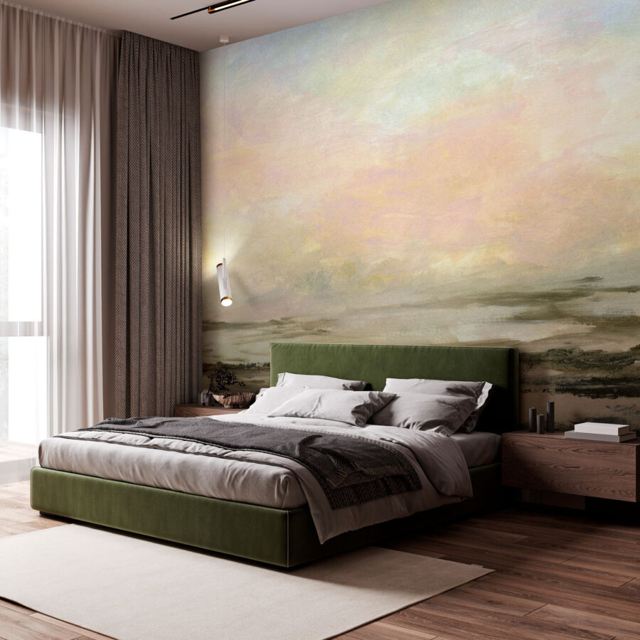 Uma pintura de uma paisagem