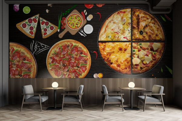 Uma piza em cima de uma mesa Uma piza em cima de uma mesa