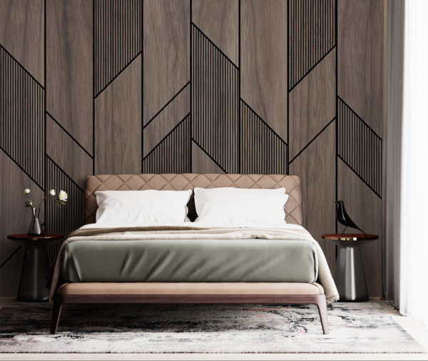 A wood paneling with black lines