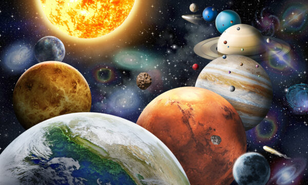 Planetas e estrelas no espaço Planetas e estrelas no espaço