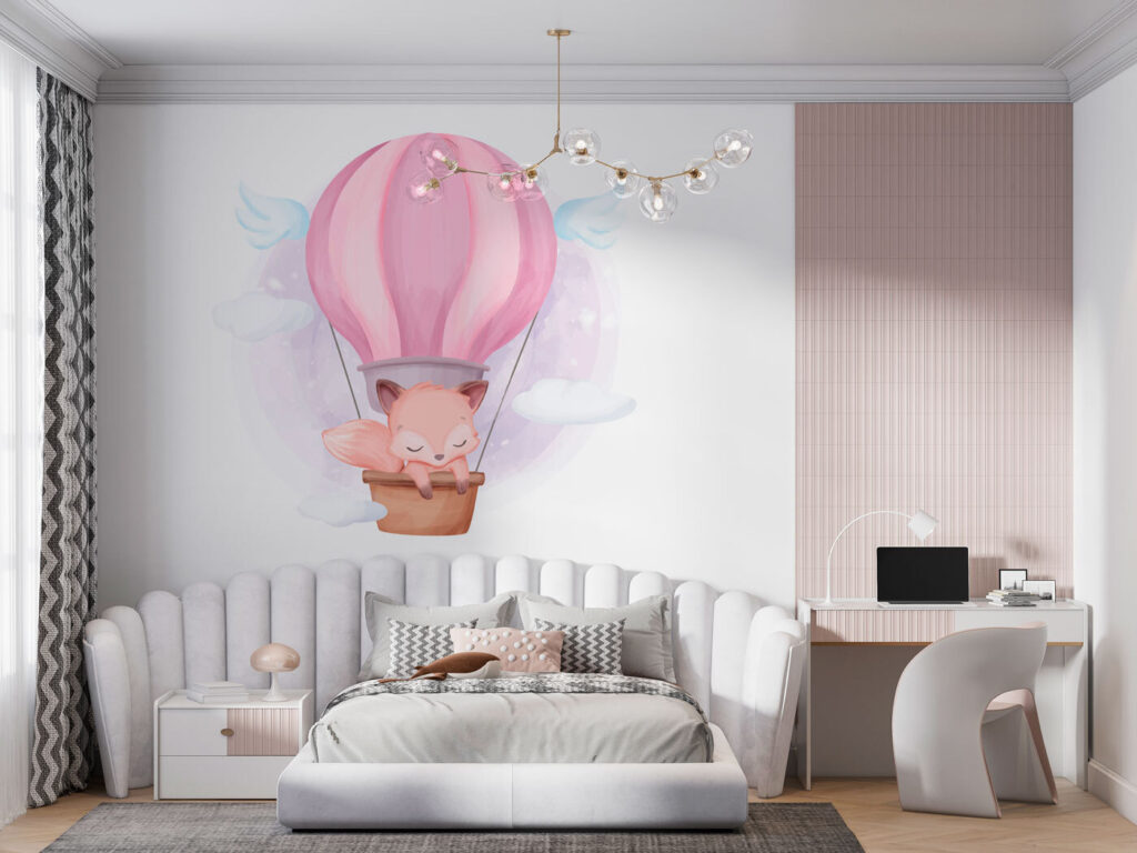 A cartoon fox in a hot air balloon A cartoon fox in a hot air balloon