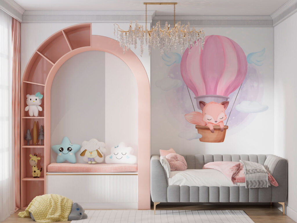 A cartoon fox in a hot air balloon A cartoon fox in a hot air balloon