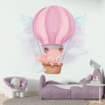 Papel de parede Uma raposa de desenhos animados num balão de ar quente