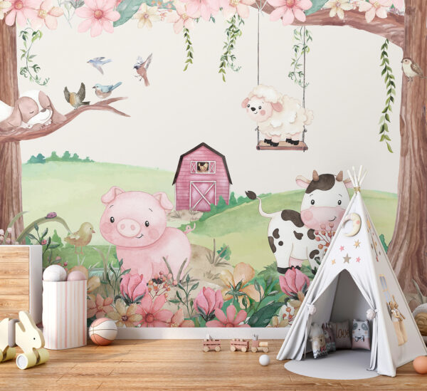 Pintura a aguarela de animais numa quinta Pintura a aguarela de animais numa quinta