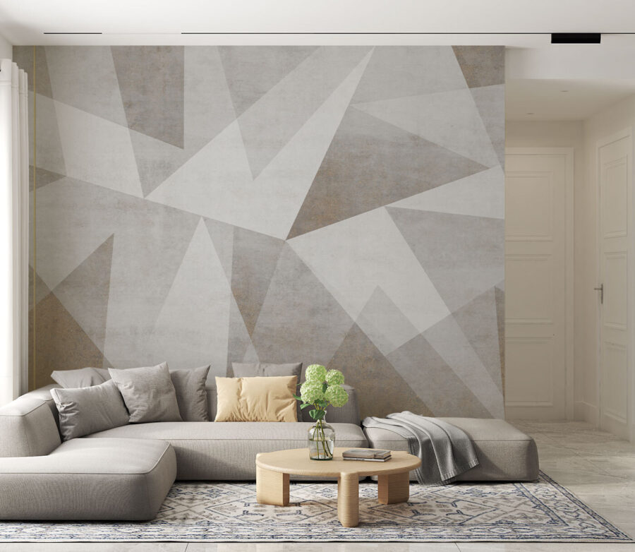 Um fundo cinzento e branco com triângulos