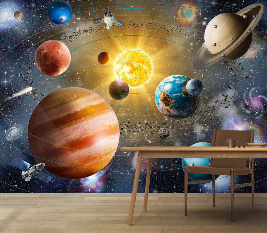 Planetas e estrelas no espaço