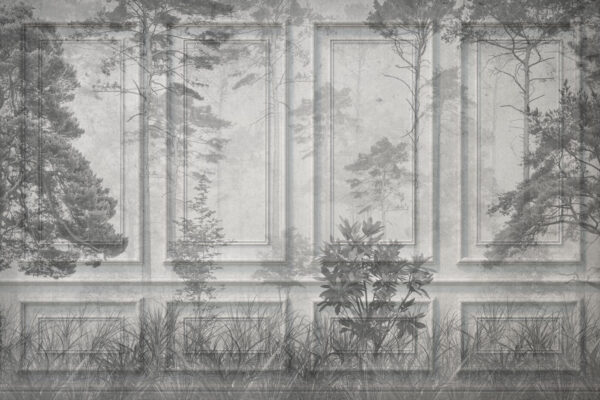 Muro com árvores e relva Muro com árvores e relva