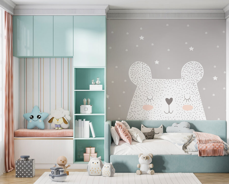 Papel de parede Um urso branco com pontos e estrelas - Image 3