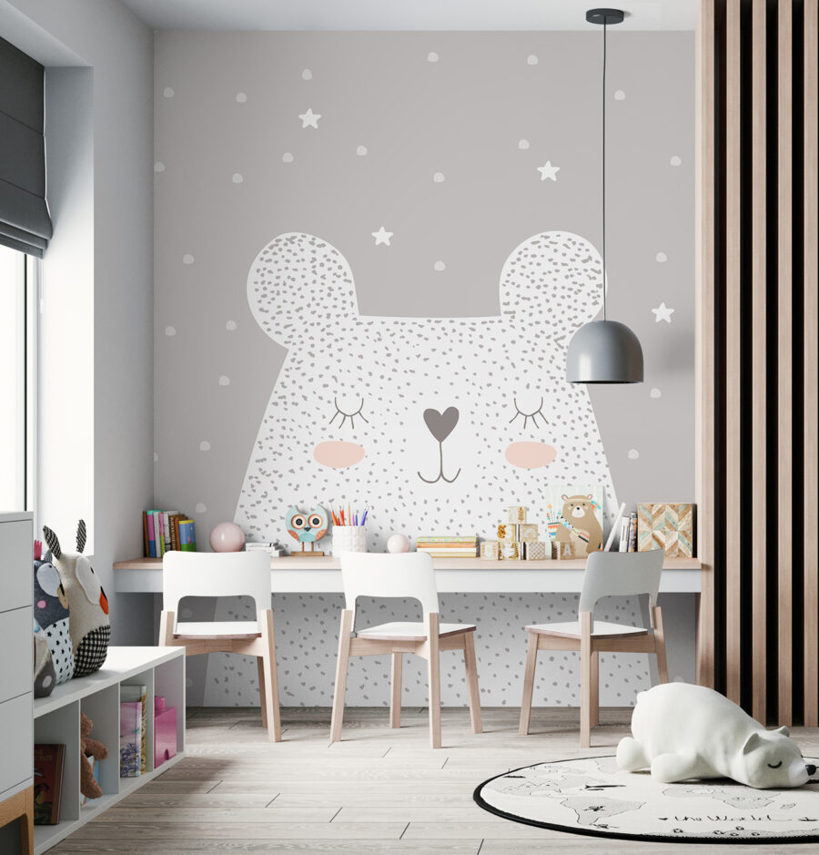 Papel de parede Um urso branco com pontos e estrelas