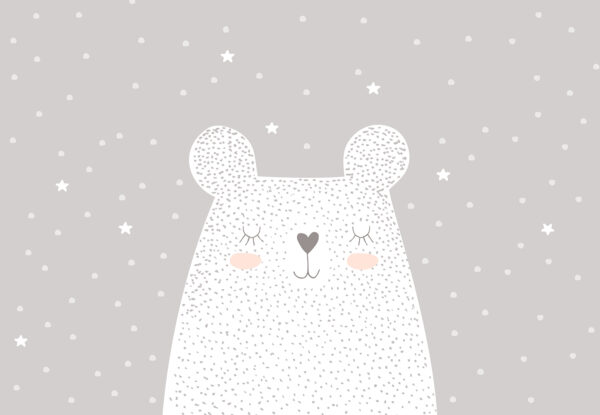 Um urso branco com pontos e estrelas Um urso branco com pontos e estrelas