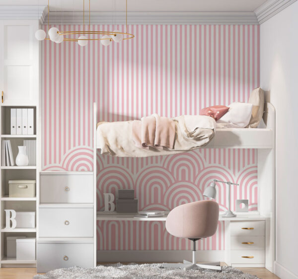 Papel de parede às riscas cor-de-rosa e brancas Papel de parede às riscas cor-de-rosa e brancas