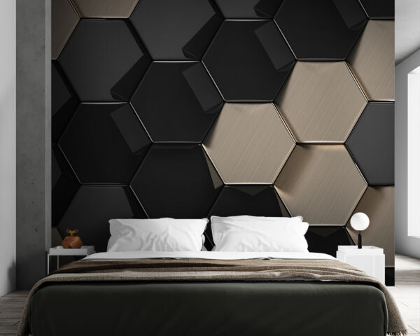 Padrão hexagonal em preto e bege Padrão hexagonal em preto e bege