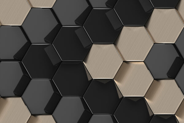 Padrão hexagonal em preto e bege Padrão hexagonal em preto e bege