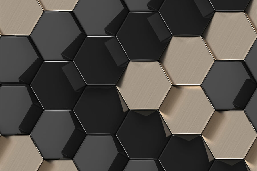 Padrão hexagonal em preto e bege