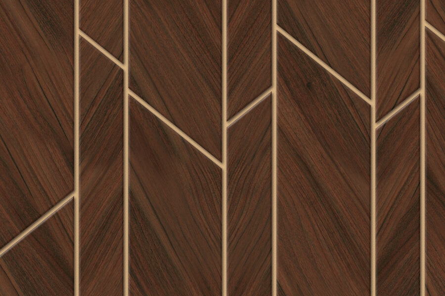 Design elegante com padrão de madeira em espinha de peixe.