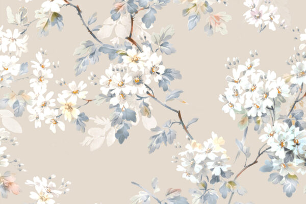 Padrão floral de flores brancas e folhas azuis Padrão floral de flores brancas e folhas azuis