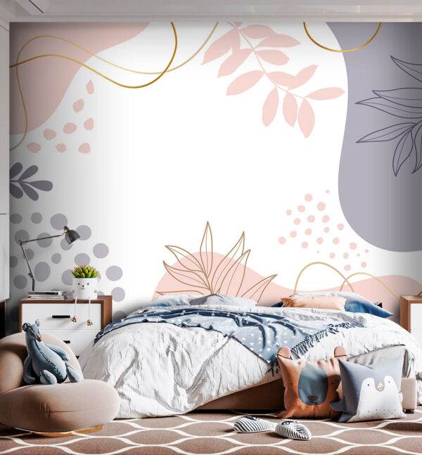 Fundo branco com formas e folhas cor-de-rosa, azuis e roxas u97059pir98 600x647 - Fundo branco com formas e folhas cor-de-rosa, azuis e roxas