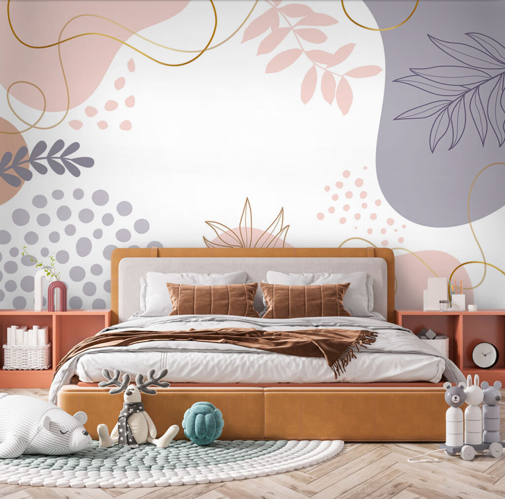 Fundo branco com formas e folhas cor-de-rosa, azuis e roxas u97059pir8 1024x1012 - Fundo branco com formas e folhas cor-de-rosa, azuis e roxas