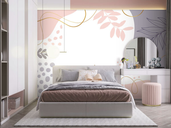 Fundo branco com formas e folhas cor-de-rosa, azuis e roxas u97059pir1m 600x450 - Fundo branco com formas e folhas cor-de-rosa, azuis e roxas