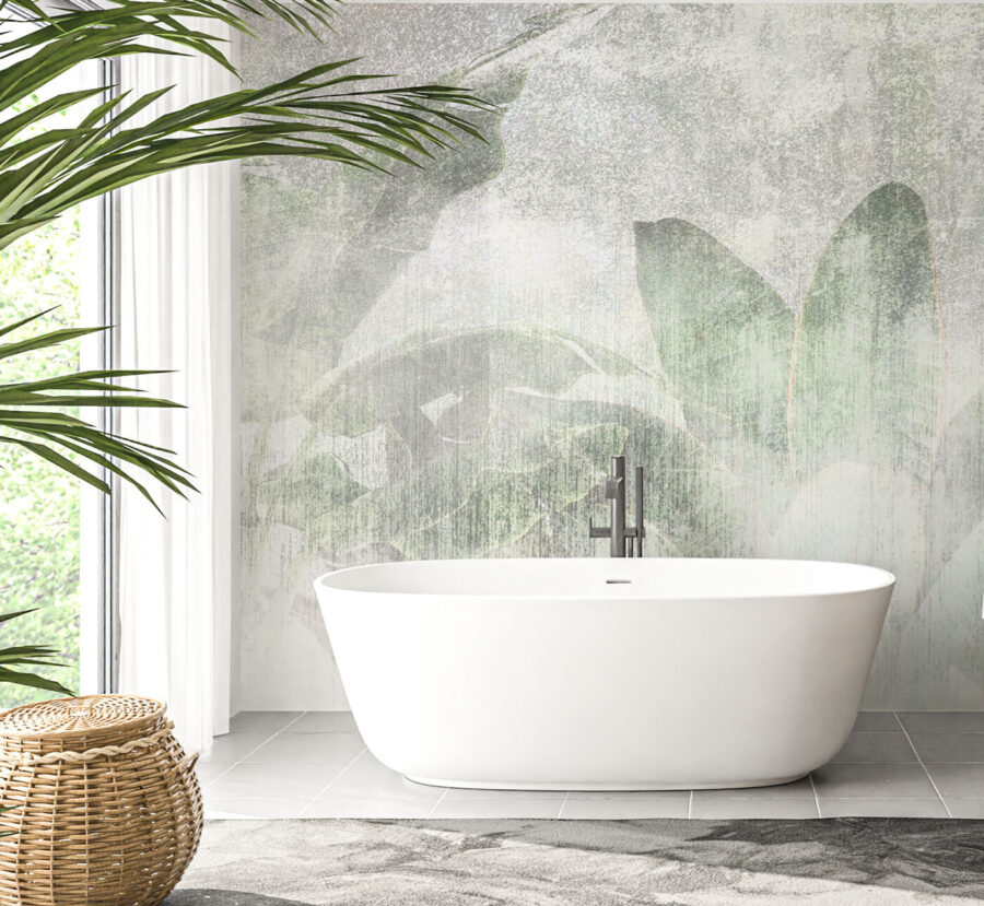 Papel de parede Folhas suaves em tons suaves.