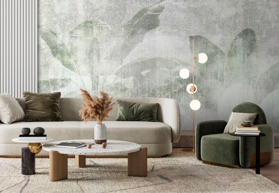 Papel de parede Folhas suaves em tons suaves. - Image 2