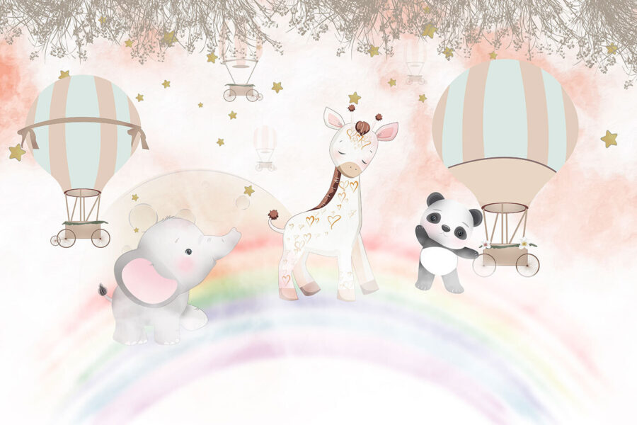 Papel de parede Animais de desenhos animados num arco-íris - Image 6