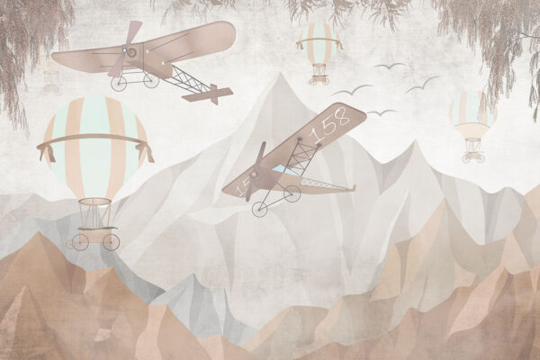 Pintura de aviões a sobrevoar montanhas Pintura de aviões a sobrevoar montanhas