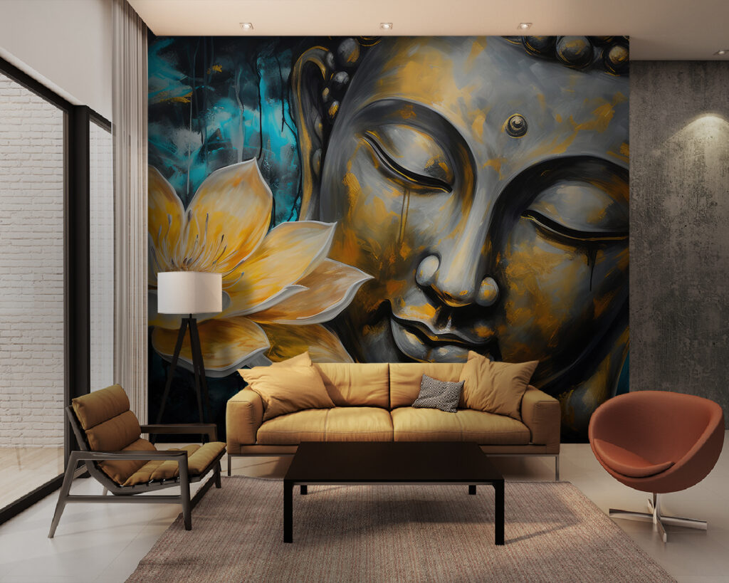 Painting of a face and a flower Painting of a face and a flower