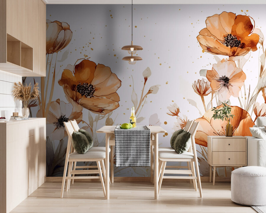 Pintura de flores e folhas Pintura de flores e folhas