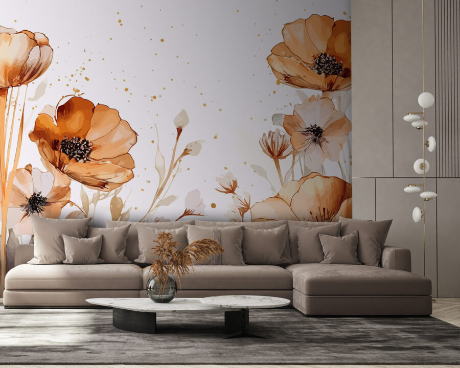 Pintura de flores e folhas Pintura de flores e folhas