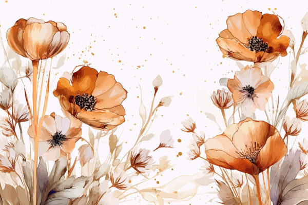 Pintura de flores e folhas Pintura de flores e folhas