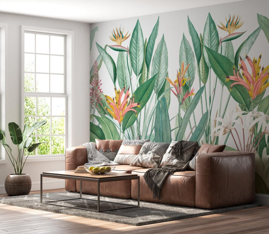 Folhagem tropical vibrante em harmonia.