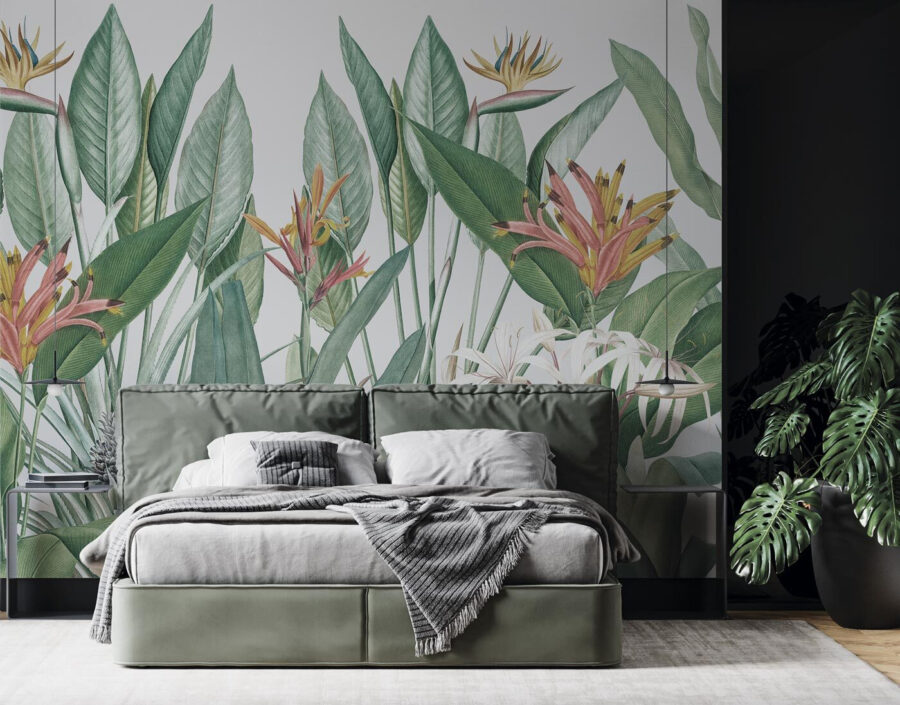 Folhagem tropical vibrante em harmonia.