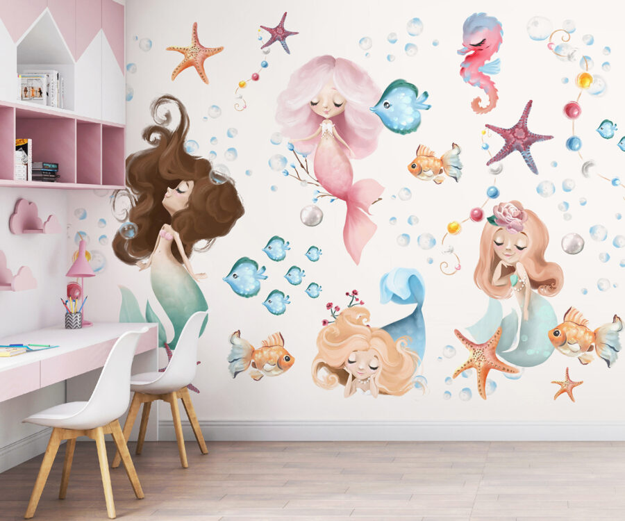 Coleção de sereias de desenhos animados