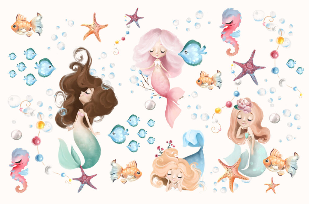Coleção de sereias de desenhos animados Coleção de sereias de desenhos animados