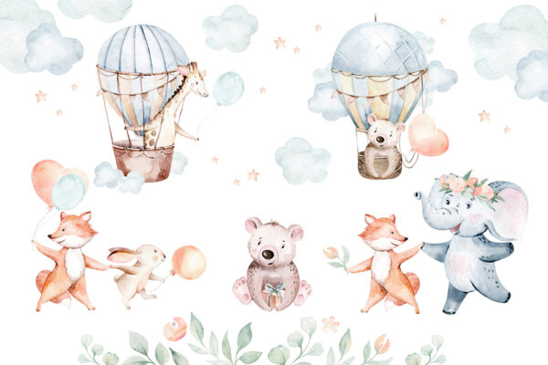 Conjunto de animais em aguarela Conjunto de animais em aguarela