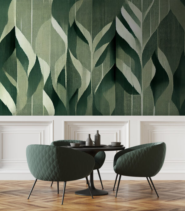Folhas intrincadas em tons verdes suaves Papel de parede Folhas intrincadas em tons verdes suaves